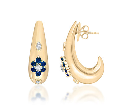 Diamond and Blue sapphire earrings